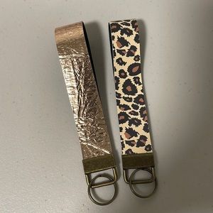 Keychains Set of 2 - Leopard Print and Bronze